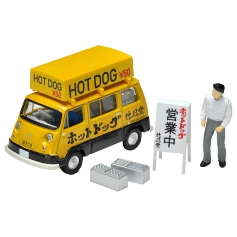 1/64 Tomica Limited Vintage LV-201a Subaru Sambar Light Van Hot Dog Shop (Yellow/Black) w/Figure